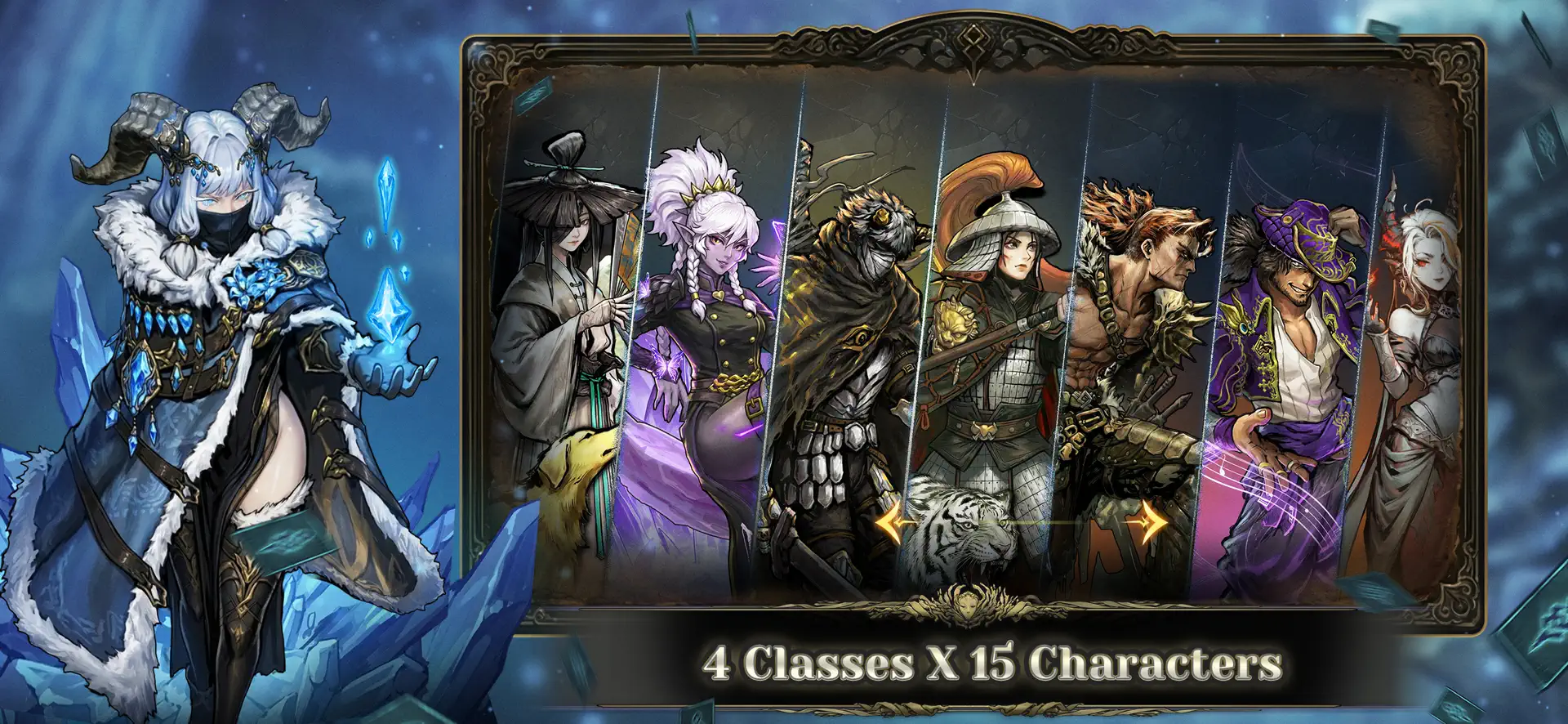 The Abyssal Soul character roster lined up across the four classes